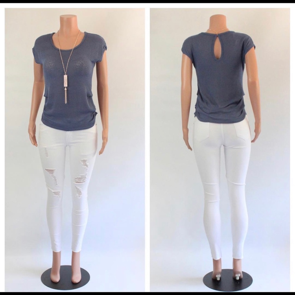 Blue top with necklace included. Peephole on back.